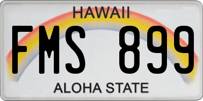 HI license plate FMS899