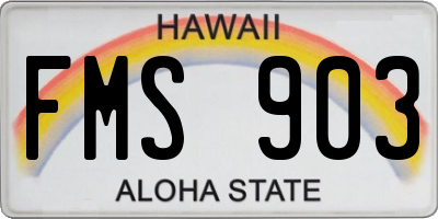 HI license plate FMS903