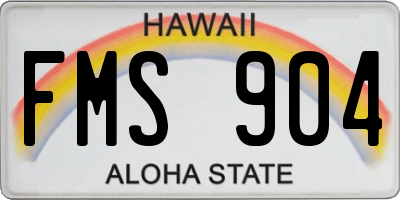 HI license plate FMS904