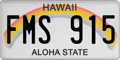 HI license plate FMS915