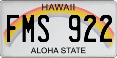 HI license plate FMS922