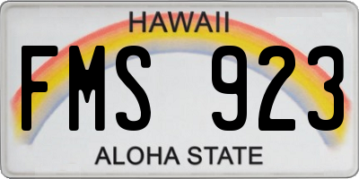 HI license plate FMS923