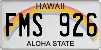 HI license plate FMS926