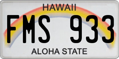 HI license plate FMS933