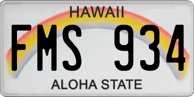 HI license plate FMS934
