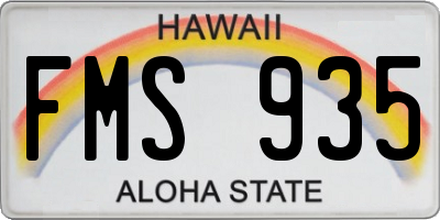 HI license plate FMS935