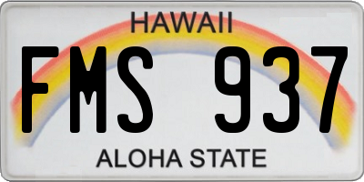 HI license plate FMS937