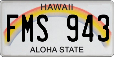 HI license plate FMS943