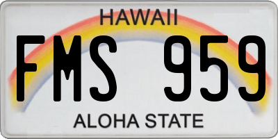 HI license plate FMS959