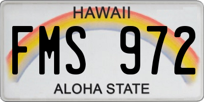 HI license plate FMS972