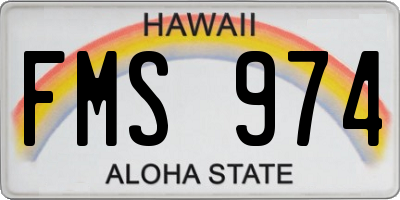 HI license plate FMS974