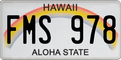 HI license plate FMS978