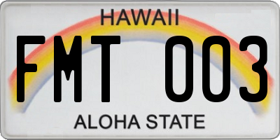 HI license plate FMT003