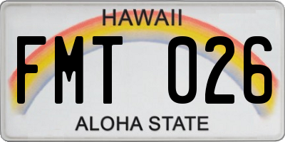 HI license plate FMT026