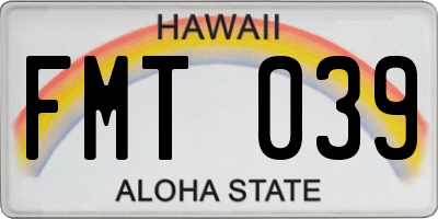 HI license plate FMT039