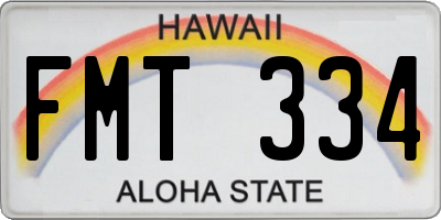 HI license plate FMT334