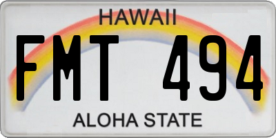 HI license plate FMT494