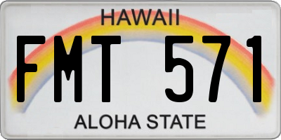 HI license plate FMT571