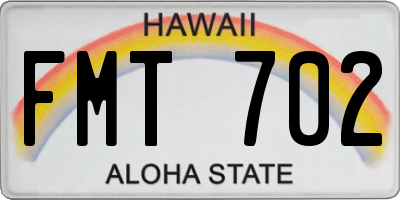 HI license plate FMT702