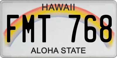 HI license plate FMT768