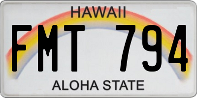 HI license plate FMT794