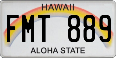 HI license plate FMT889