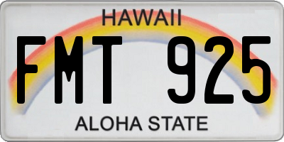 HI license plate FMT925