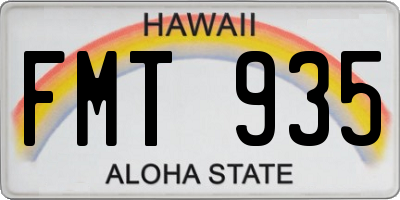 HI license plate FMT935
