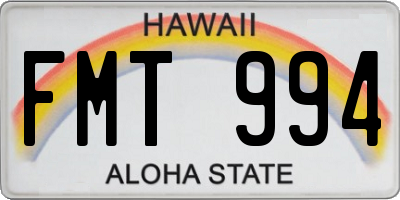 HI license plate FMT994