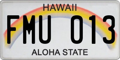 HI license plate FMU013