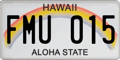 HI license plate FMU015