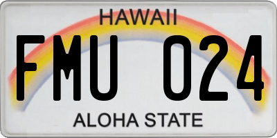 HI license plate FMU024