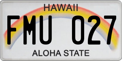 HI license plate FMU027