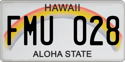 HI license plate FMU028