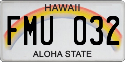 HI license plate FMU032