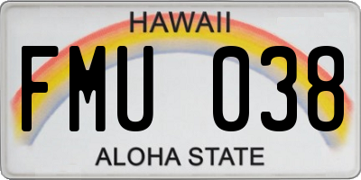 HI license plate FMU038