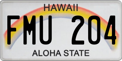 HI license plate FMU204