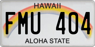 HI license plate FMU404