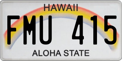 HI license plate FMU415