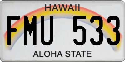 HI license plate FMU533