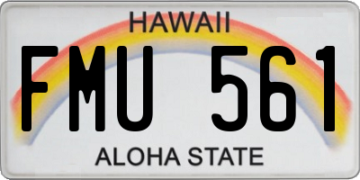 HI license plate FMU561