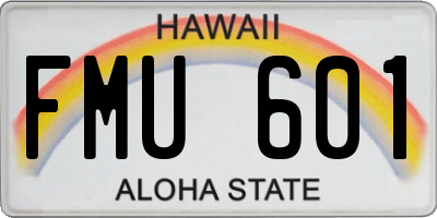 HI license plate FMU601