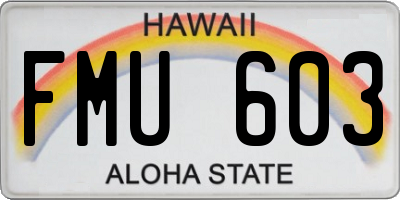 HI license plate FMU603
