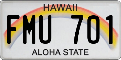 HI license plate FMU701