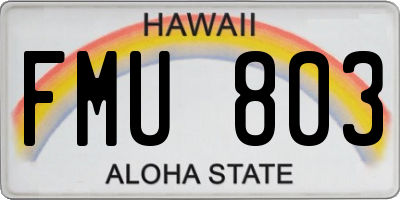 HI license plate FMU803