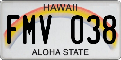HI license plate FMV038