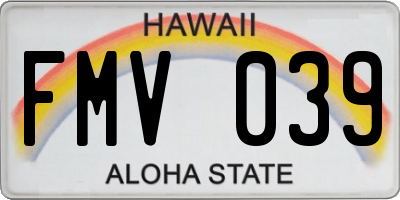 HI license plate FMV039