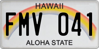 HI license plate FMV041