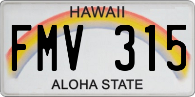 HI license plate FMV315