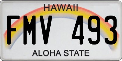 HI license plate FMV493